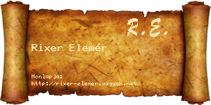 Rixer Elemér névjegykártya